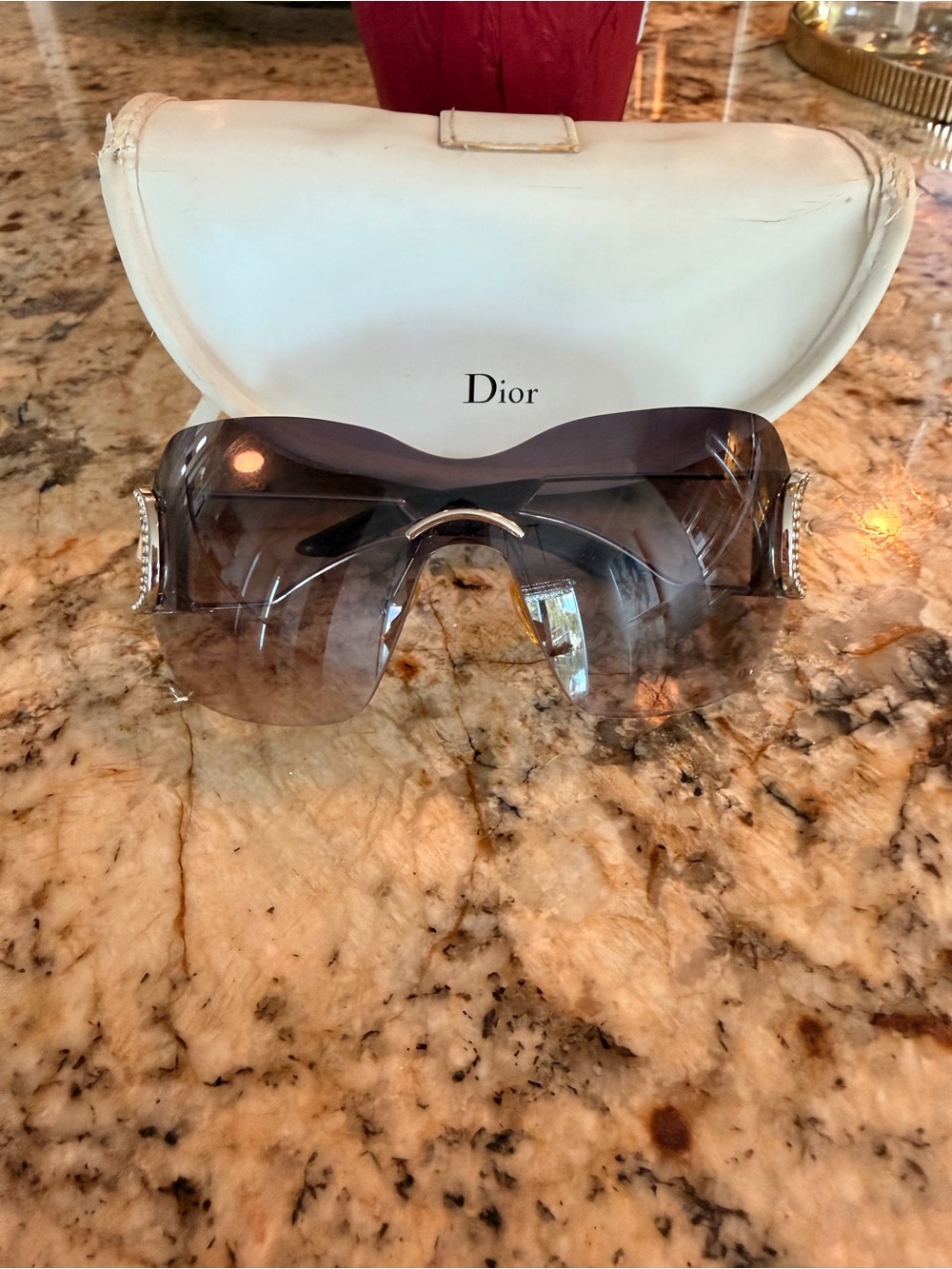 Dior Shield Sunglasses with Smoke Gradient Lenses with Crystal detail